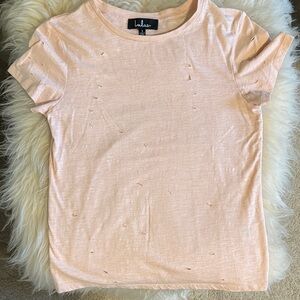 Lulu's Light Pink Distressed Short Sleeve Tee